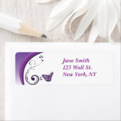 Paarse vlinder ontwerp retour adres label (Insitu)