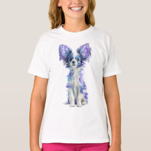 Paarse Vlinder Oor Papillon Hond Kinderen T-shirt