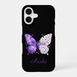 Paarse Vlinder Persoonlijke Naam iPhone Hoesje iPhone 16 Hoesje