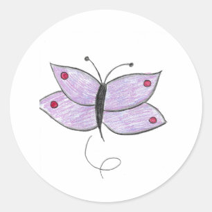 Paarse vlinder ronde sticker