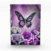 Paarse Vlinder & Rozen Fotoblokken (Voorkant)