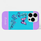 Paarse Vlinder Scroll iPhone 14 Pro Hoesje (Achterkant (horizontaal))