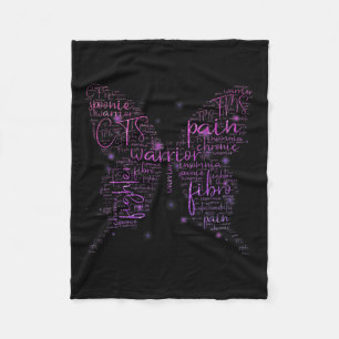 Paarse vlinder Warrior Awareness Word Clou Fleece Deken