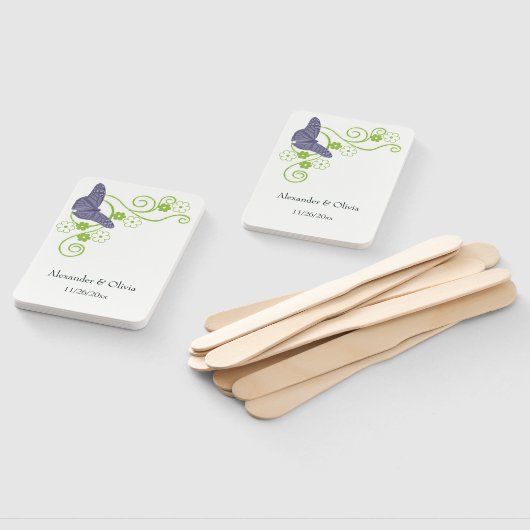 Paarse vlinderbloemhandvuurpan handwaaier (Niet-gemonteerd)