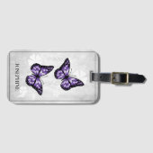 Paarse vlinderbloemig Bagagelabel (Voorkant (horizontaal))