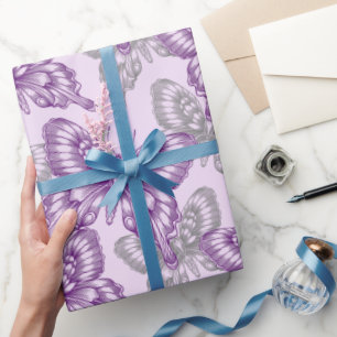 Paarse Vlinders Cadeaupapier