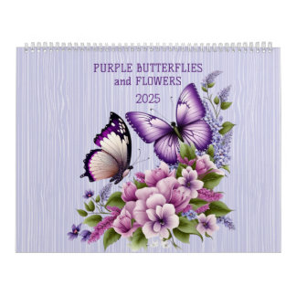 PAARSE VLINDERS EN BLOEMEN 2025 KALENDER