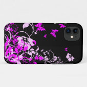 Paarse vlinders en bloemen Case-Mate iPhone case (Achterkant (horizontaal))