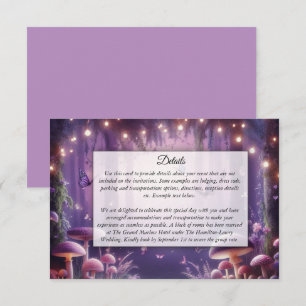 Paarse Vlinders en Met Sterrenlicht Oplichtende Lu Informatiekaartje