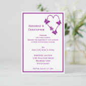 Paarse vlinders Heart Design Wedding Kaart (Staand voorkant)