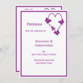 Paarse vlinders Heart Design Wedding Programma (Voorkant / Achterkant)