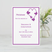 Paarse vlinders Heart Design Wedding Programma (Staand voorkant)