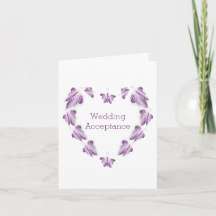 Paarse vlinders ontwerp bruiloft acceptatie bedankkaart