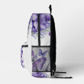 Paarse Vlinders op Bloem Bedrukte Rugzak (Rechts)