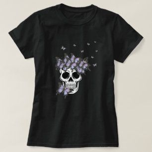  Paarse vlinders schedel T-shirt