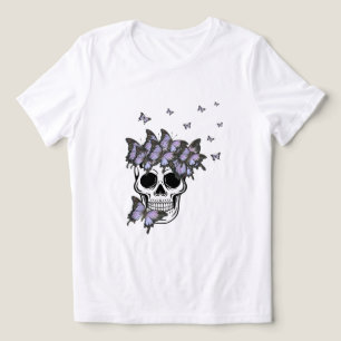 Paarse vlinders schedel Tri-Blend Shirt