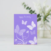 Paarse vlinders Verjaardag briefkaart (Staand voorkant)