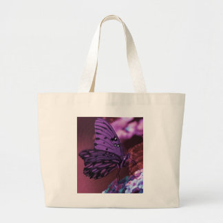Paarse vlindertas grote tote bag