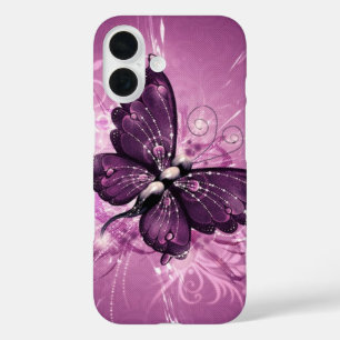 paarse vlindervectorkunst iPhone 16 hoesje