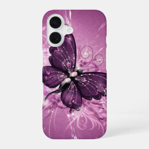 paarse vlindervectorkunst iPhone 16 hoesje