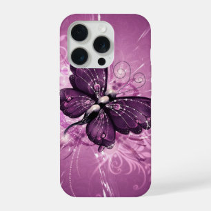 paarse vlindervectorkunst iPhone 15 pro hoesje