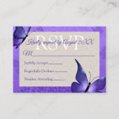  Paarse vlindervlinder RSVP-kaart Advieskaart (Voorkant)