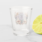 Paarse voeg initiaal floral toe shot glas (Achterkant)