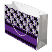 Paarse Voetballen personaliseren Large Cadeautasje (Achterkant Gekanteld)