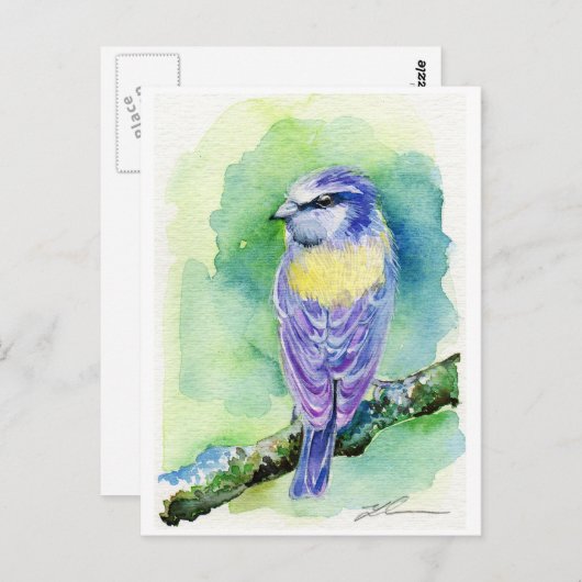 Paarse vogel briefkaart (Voorkant / Achterkant)