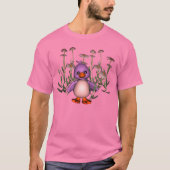 Paarse vogel en Daisy Flowers T-shirt (Voorkant)