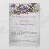 Paarse  Vogels Damask Trouwprogramma's Programma (Voorkant)