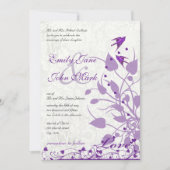  Paarse vogels Hearts Wedding Invites Kaart (Voorkant)