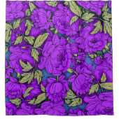 Paarse volken met goudbladeren douchegordijn (Voorkant)