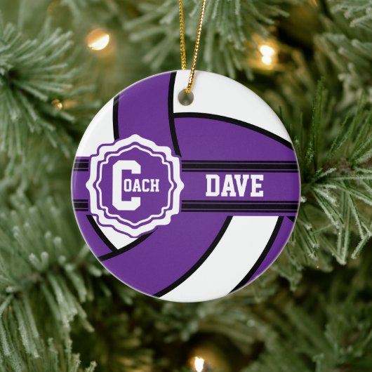 Paarse volleybal | Coach Keramisch Ornament (Boom)