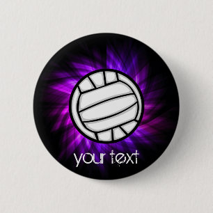 Paarse volleybal ronde button 5,7 cm