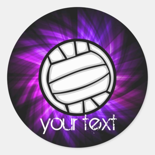 Paarse volleybal ronde sticker (Voorkant)