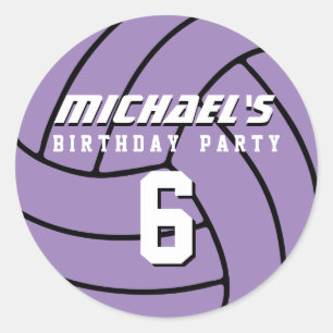 Paarse volleybal Sticker Sports Birthday Party