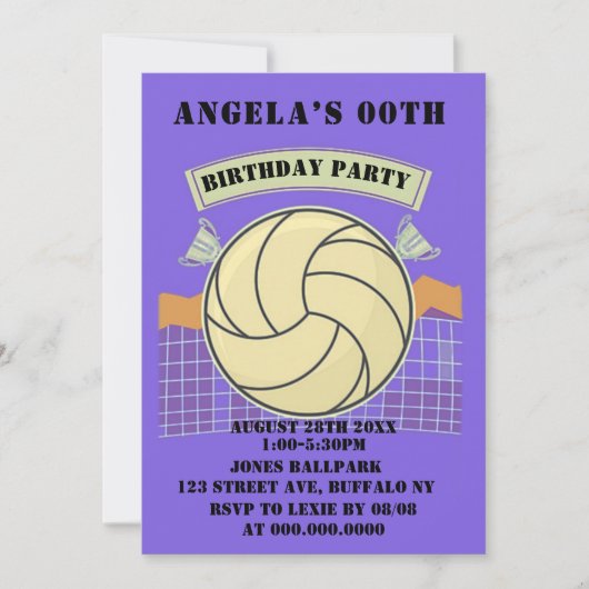 Paarse Volleyball Birthday Party nodigt uit