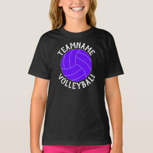Paarse volleybalteam voor meisjes, speler en numme t-shirt