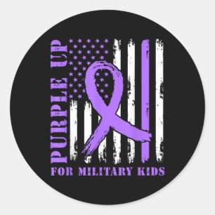 Paarse voor Kinder US Flag Military Child Ronde Sticker