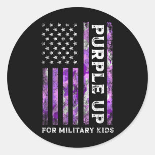 Paarse voor Kinder US Flag Military Child Ronde Sticker