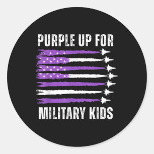 Paarse voor Kinder US Flag Military Child Ronde Sticker