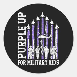 Paarse voor Kinder vlag Militair Kind Mo Ronde Sticker