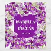 Paarse voorraad bloem waterverf bloemenbruiloft wijn etiket (Enkel label)