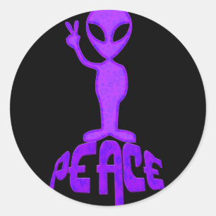 Paarse VredesAlien Ronde Sticker