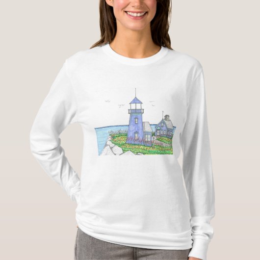 Paarse vuurtoren; Dames T-shirt met lange mouwen (Voorkant)