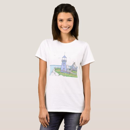 Paarse vuurtoren; Vrouwen T-shirt; Beach Life T-shirt (Voorkant volledig)