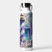 Paarse Vuurtoren w / Foxglove & Iris Gepersonalise Waterfles (Voorkant)