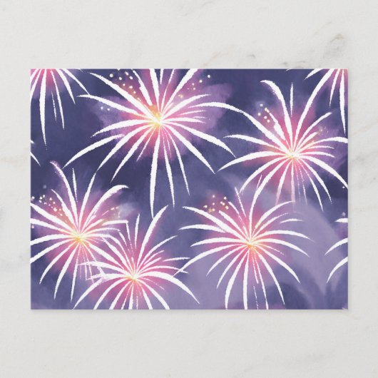Paarse vuurwerk | pastelkleurige Waterverf Briefkaart (Voorkant)
