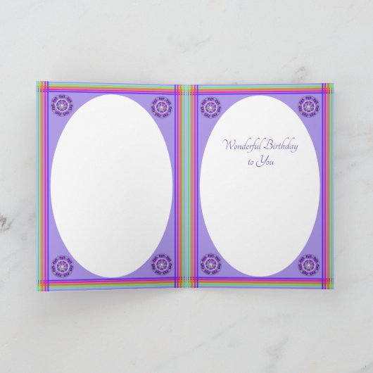 Paarse W2-verjaardagskaart Kaart (Binnen)